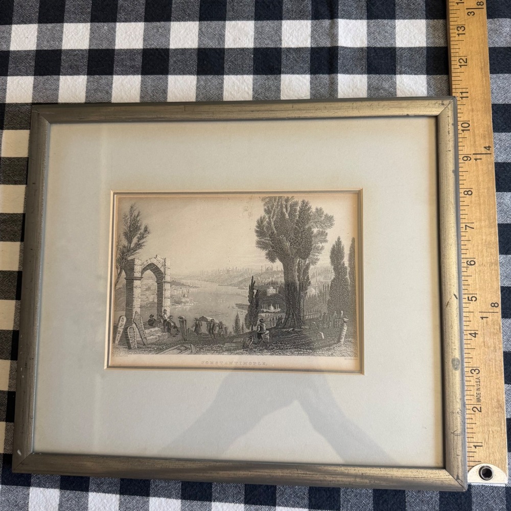 Antique Constantinople Steel Engraving Print Framed 12x10 Gold Silver Istanbul - Picture 5 of 8
